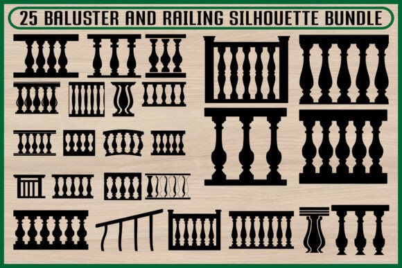 25 Classic Baluster Railing Silhouette Graphics for Timeless Illustrations