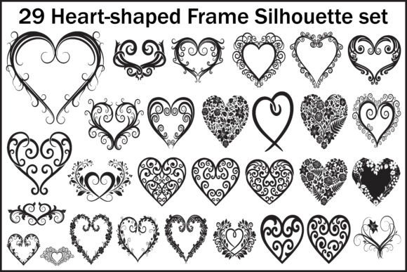 29 Elegant Heart-Shaped Frame Silhouettes: Romantic Graphics for Branding & Marketing