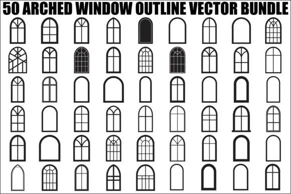 Arched Window Outline Graphics & Illustrations for Modern Branding
