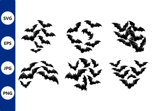 Bat Silhouettes Vector Graphics for Halloween Crafts & Illustrations