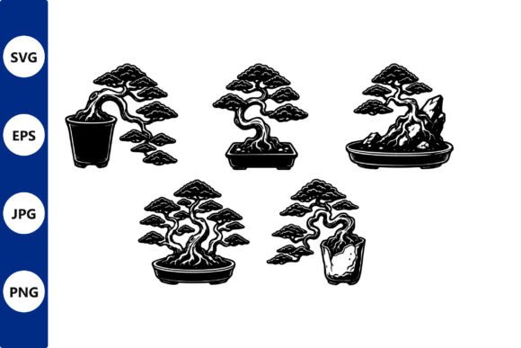 Bonsai Line Art Collection: Calming Graphics for Crafters & Handmade Sellers