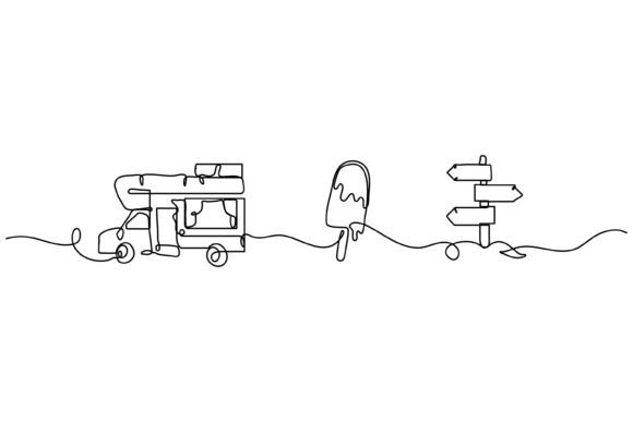 Continuous Line Design of Campervan – A Versatile Graphic for Digital Sellers