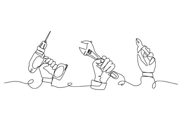Continuous Line Design of Construction: A Minimalist Illustration for Digital Sellers