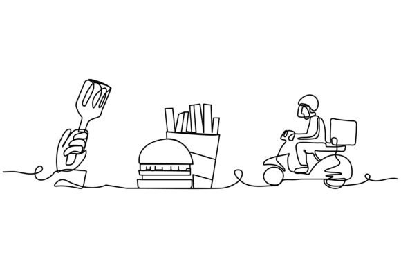 Continuous Line Design of Food Delivery: A Minimalist Graphic for Modern Branding