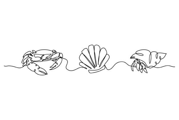 Continuous Line Design of Hermit – A Versatile Graphic for Coastal Branding and Product Packaging
