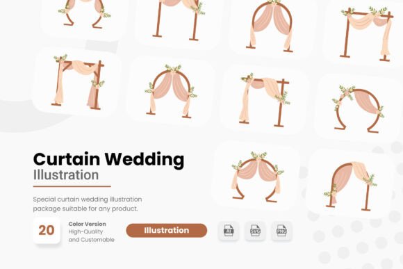 Curtain Wedding Illustration: Elegant Graphics for Romantic Branding
