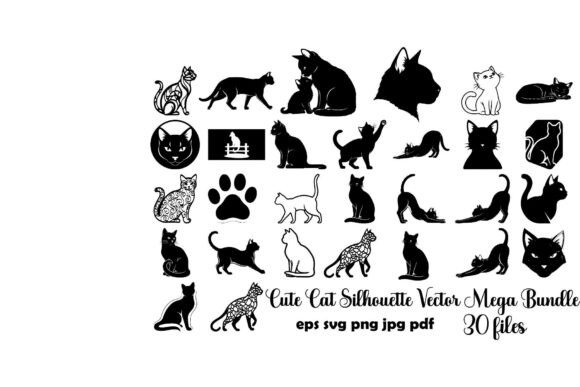 Cute Cat Silhouette Vector Mega Bundle: Graphics & Illustrations for Crafters & Makers