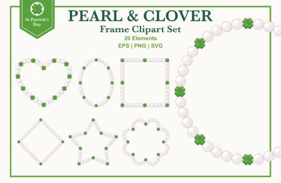 Elegant Pearl & Clover Frame Graphics for Local Business Branding