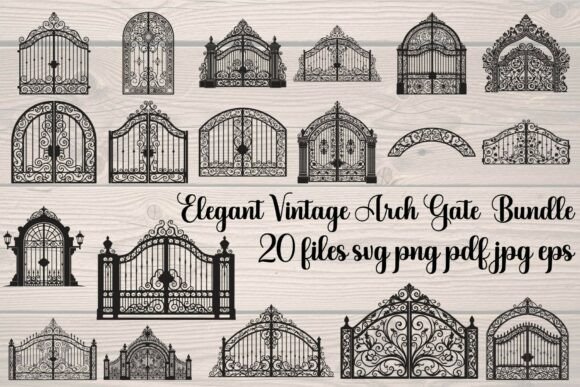 Elegant Vintage Arch Gate Graphics & Illustrations