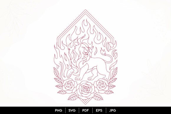 Flaming Lion Rose Line Art SVG for Graphics & Illustrations: A Brand Designer’s Review