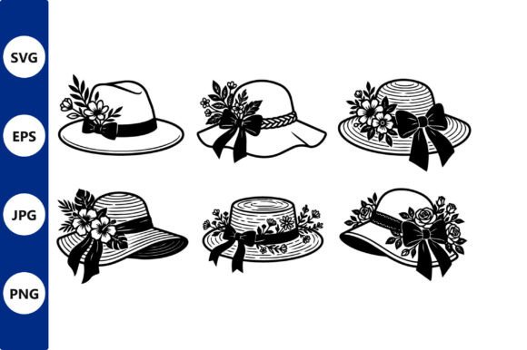 Floral Bow Hats Collection Line Art: Elegant Graphics for Brand Storytelling