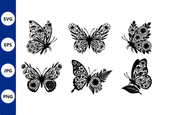 Floral Butterfly Vector Set: Elegant Graphics for Local Brand Illustrations