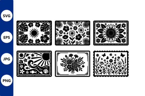 Floral Stamp Pattern Bundle with Graphics for Local Business Branding