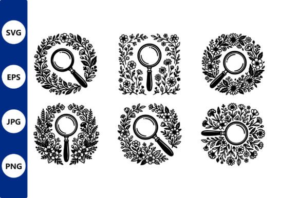 Floral Wreath Magnifying Glass Vector: A Versatile Graphic for Bloggers and Publishers