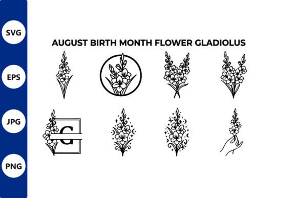 Gladiolus Vector Icons Set for August: Fresh Graphics for Lifestyle Illustrations