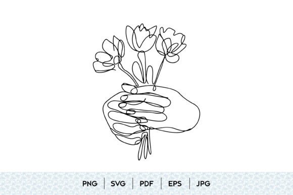 Hand Holding Tulips One Line Art: A Delicate Touch for Local Branding & Packaging