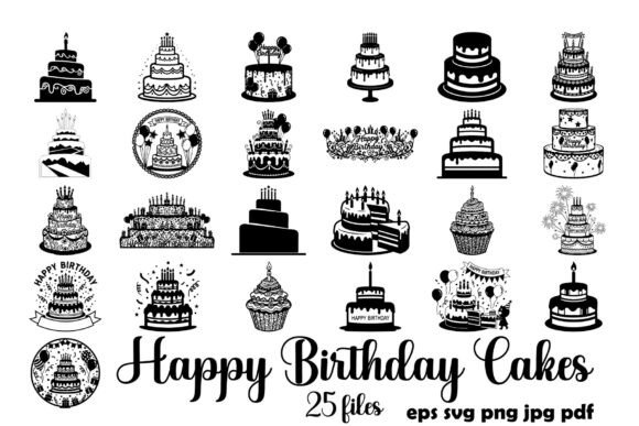Happy Birthday Cakes Vector Bundle: Festive Graphics for Local Branding & Packaging