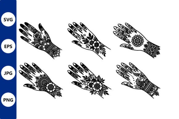 Henna Hand Pattern Vector Set: Elegant Graphics for Cultural & Wedding Illustrations