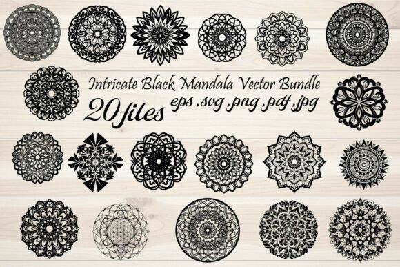 Intricate Black Mandala Graphics & Illustrations Bundle