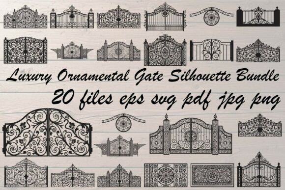 Luxury Ornamental Gate Silhouettes: Elegant Graphics for Handmade Design