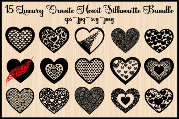 Luxury Ornate Heart Graphics for Sophisticated Branding & Illustrations