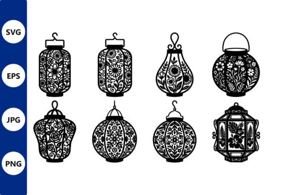 Ornate Lantern Floral Vector Art: Elegant Graphics for Editorial & Web Illustrations