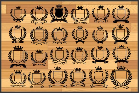Royal Crest Shield Silhouette Bundle: Elegant Graphics for Branding and Marketing