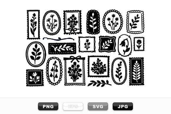 Rustic Botanical Frame Clipart Set: Handcrafted Graphics for Branding & Packaging