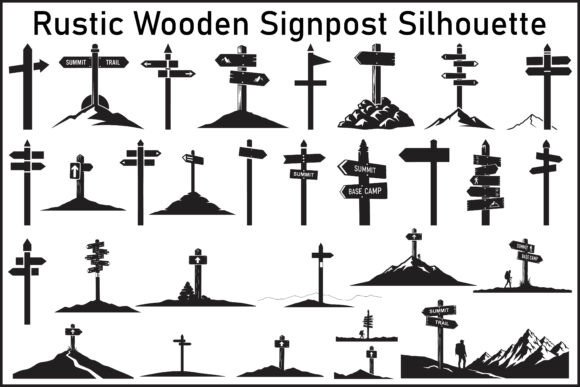 Rustic Wooden Signpost Silhouette Vector Review