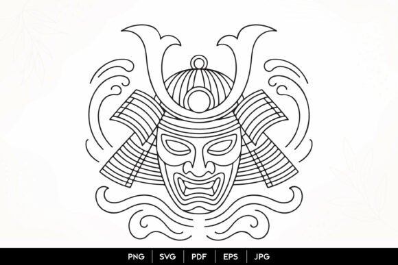 Samurai Mask Line Art SVG: A Bold Graphic for Branding and Marketing