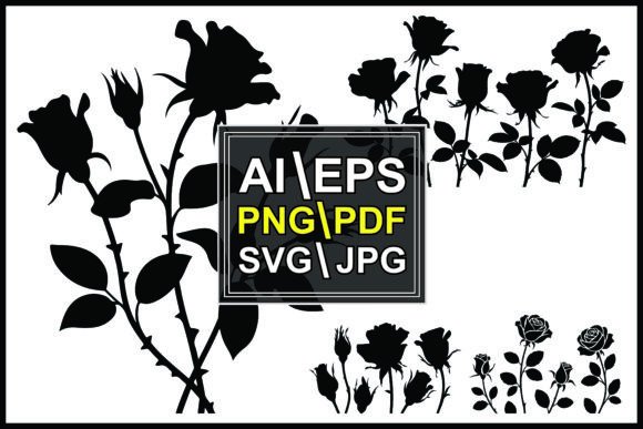 Silhouette Rose Bouquet Graphics for Modern Editorial & Blog Design