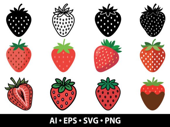 Strawberry Vector SVG Bundle – Fresh Graphics for Modern Illustrations