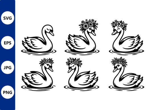 Swans Floral Crowns Vector: A Sophisticated Graphic for Branding and Marketing Illustrations
