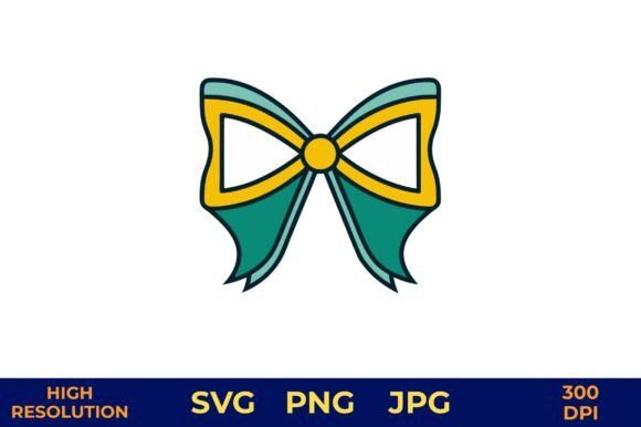 Teal and Yellow Bow Vector Design – A Festive Graphic for Crafters & Handmade Sellers