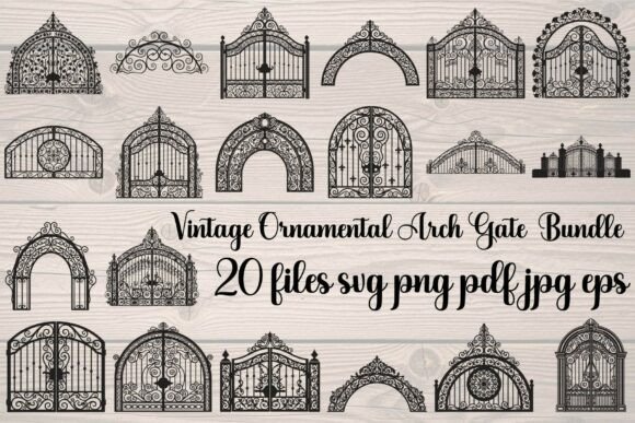 Vintage Ornamental Arch Gate Graphics for Editorial and Web Design